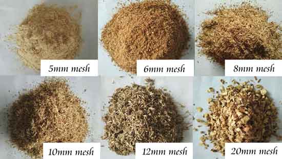 pellets processed by wood hammer mill