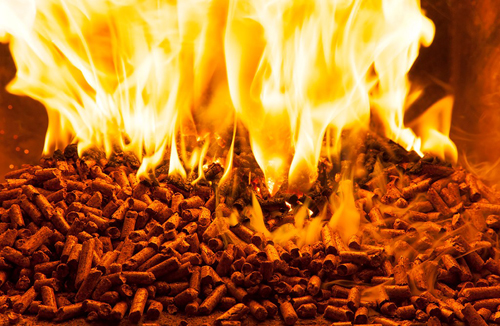 Wood pellet burning